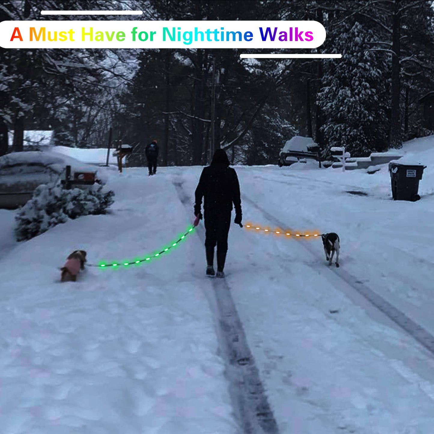 USB Rechargeable LED Dog Leash - 7 Colors & Color Cycling Mode, Light Up Dog Leash for Night Walking, Heavy Duty Padded Handle, 6FT for Small Medium Large Dogs