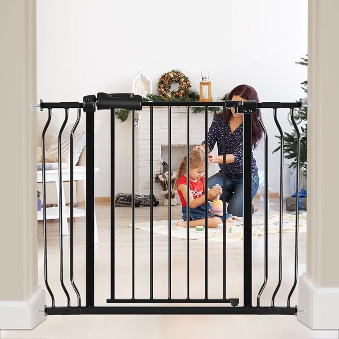HOOEN Wide Baby Gates for Doorway Stairs 30" Tall 38.5-43.5 Inch Wide Indoor Child Gate for Kid or Pet Dogs Walk Through Pressure Mounted Baby Dog Gate