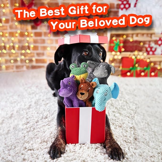 5 Pack Dog Squeak Toys, Durable Plush Chew Toys for Small, Medium & Large Dogs for Teething & Interactive Play