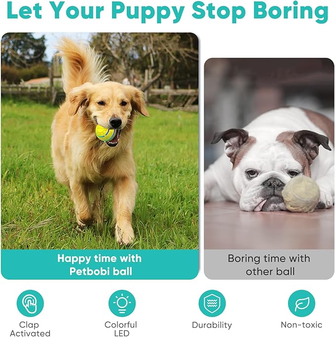 Petbobi Active Rolling Ball for Dogs - 2025 New Upgrade 2 Modes Interactive Dog Toys, USB Rechargeable Motion Activated Self Moving, Durable Pet Ball for Small Medium Large Breeds, LED Light, Yellow