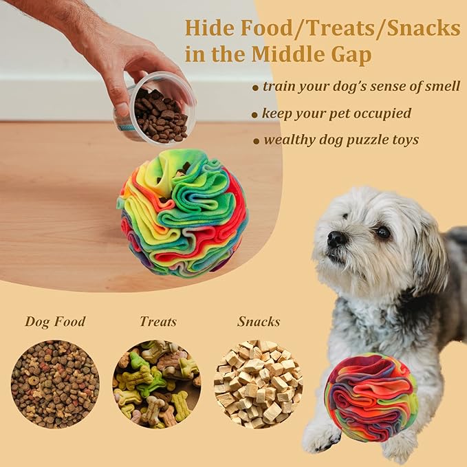 Snuffle Ball for Dogs, Puppy Treat Toy, Interactive Foraging Puzzle Toy, Enrichment Toys for Large Dogs, Sniffle Interactive Treat Ball