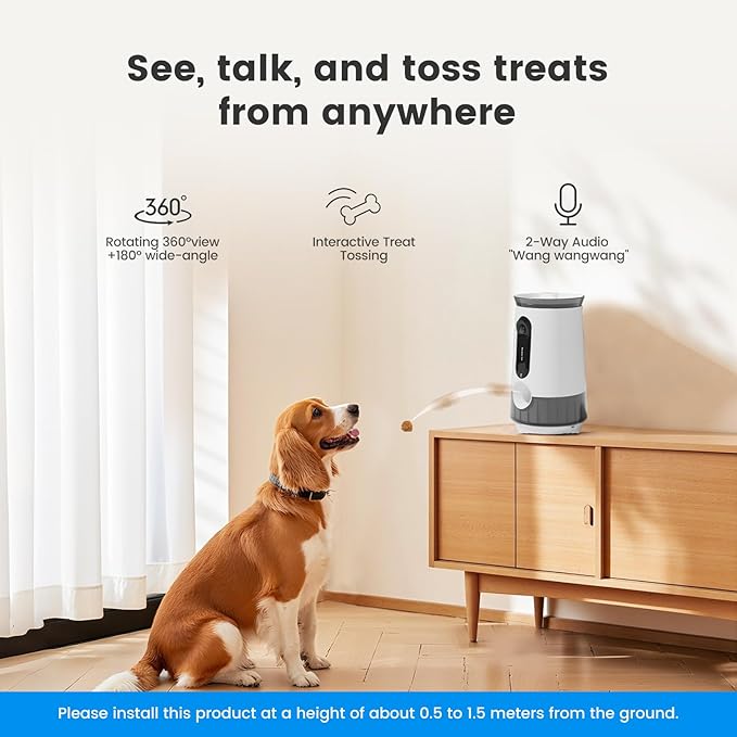 Gardner Pet Smart Pet Camera Treat Dispenser with 1080P HD Video, 2.4G WiFi, 2-Way Audio, 360° Laser Toy, Night Vision, Cloud & SD Storage, Compatible with Dogs & Cats