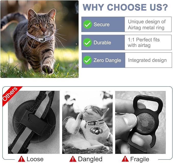 AirTag Cat Collar, Ultra Elastic Cat Tracker Collar with Apple Air Tag Holder, [Lightweight][Scratch Resistant] Stepless Adjustable GPS Pet Collar for Cats Kittens [Purple]