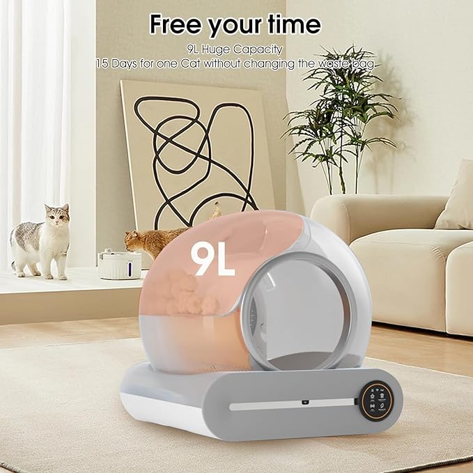 Self-Cleaning Cat Litter Box,Large Capacity Automatic Cat Litter Box, App-Controlled Automatic Cleaning Litter Box with Strong Deodorizer, 65L+ 9L of Space (2023 Latest Model)