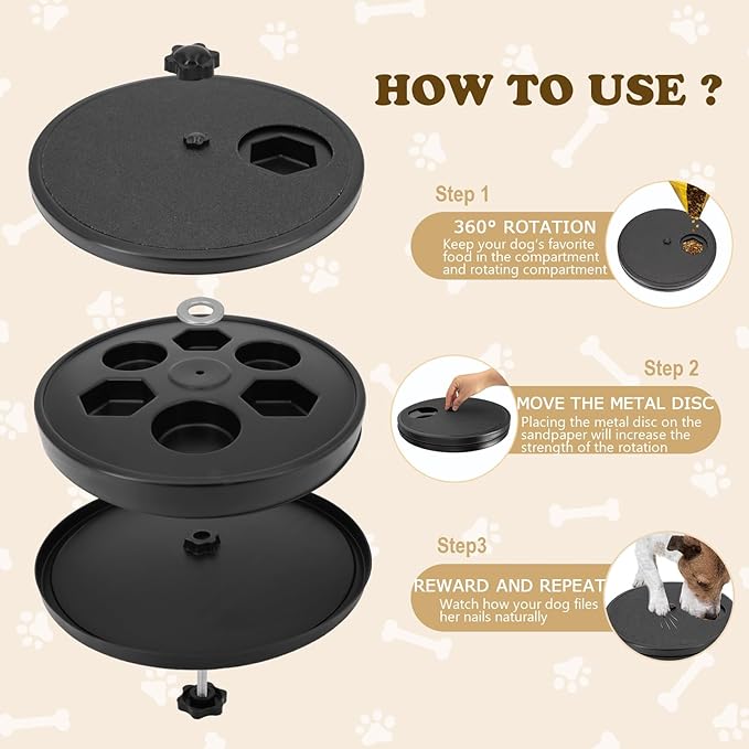 Dog Nail Scratch Board - 3 in 1 Rotatable Round Dogs Scratch Pad with Treats Compartment, Stress-Free Scratch Pad Dog Nail File, Dogs Scratch Board for Nails (Green)