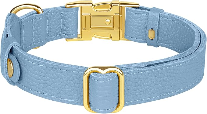 Leather Airtag Dog Collar - Soft Tracking Dog Collar with Apple AirTag Holder and Metal Buckle - Safety GPS Pet Collars for Small Medium Large Dogs Puppy Pink Red (Cornflower, L, 17"-21" Neck Fit)