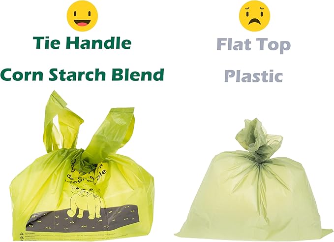 GREENER WALKER Tie Handles Poo Bags for Dog Waste, 600 Doggy Waste Bags Extra Thick Strong 100% Leak-Proof (Green)