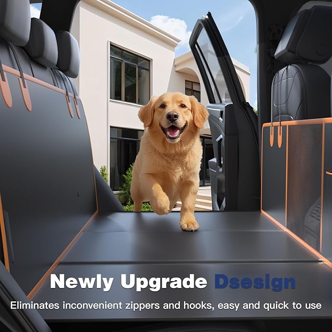Back Seat Extender Dog Car Seat Cover for Back Seat with Hard Bottom Upgraded Waterproof Material Anti Scratch Safer Easy to Clean
