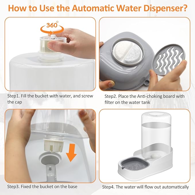 Automatic 4.4L Pet Water Dispenser, Gravity Dog Water Bowl & Cat Water Dispenser, Suitable for Small & Medium-Sized Cats, Dogs, Rabbits