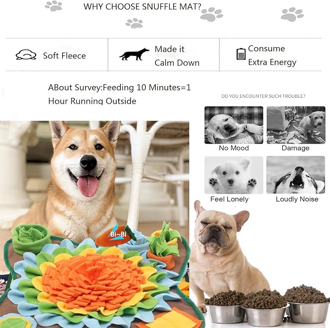 Dogs Snuffle Mat Pet Feeding Mats Puppy Sniffing Pad,Cat Doggies Interactive Puzzle Toys for Multiple Breeds Encourages Natural Foraging Skills,Training and Stress Release (Orange)