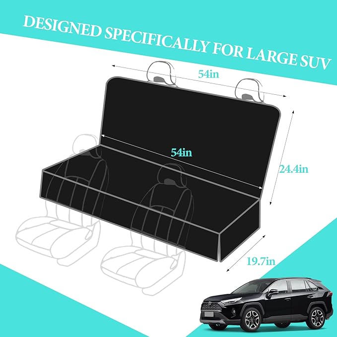 Dog Car Seat Covers for Back Seat, Waterproof Back Seat Covers for Ford Explorer/Subaru Outback/Honda Pilot, Heavy Duty Non Slip Back Seat Cover for Dogs in Car, Easy Clean Car Seat Protector