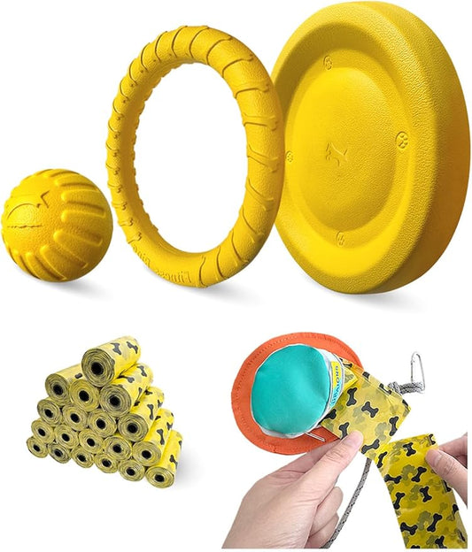 Dog Flying Disc Toy， Soft Indestructible Dogs Flying Disc Pack ，for Aggressive chewers Medium Large Dog，Dog Beach Essentials Water Pool Float Toys (Flying Disc Set 1 Box)