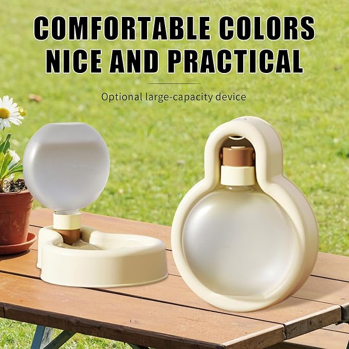 Foldable Pet Outdoor Camping Drinking Water Bottle Dog Cat Travel Portable Water Dispenser Small Large Capacity (Moonlight Beige, Large)