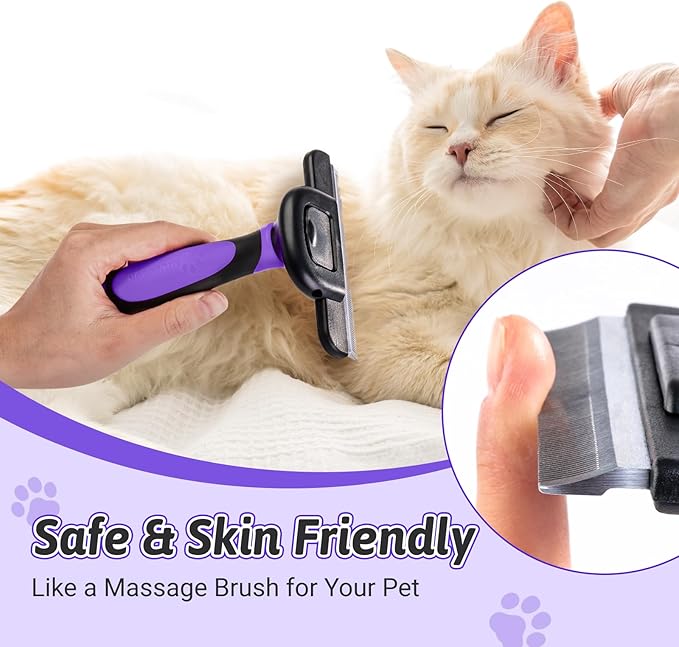 MIU COLOR Long Hair Pet Grooming Brush, Deshedding Tool for Medium and Large Dogs & Cats, Effectively Reduces Shedding by up to 95% for Pet Hair, Purple