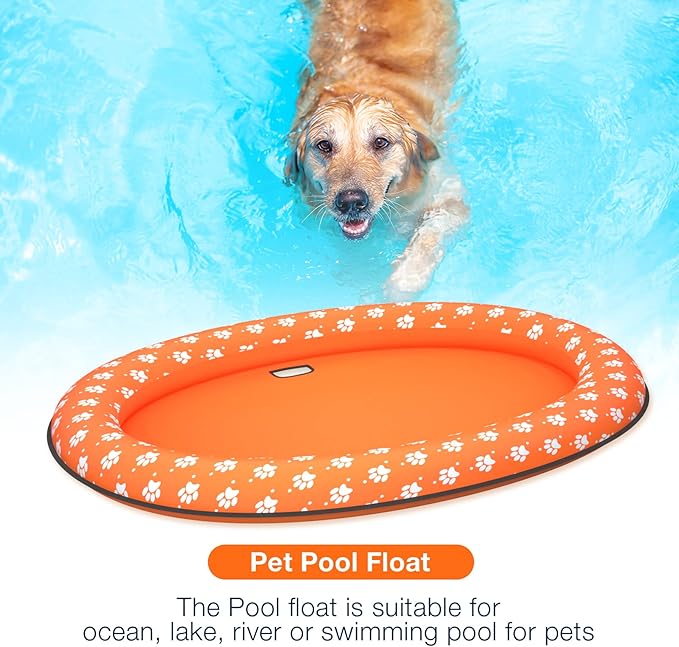 Pet Soft Dog Float Raft - Inflatable Dog Swimming Float for Summer (Orange)