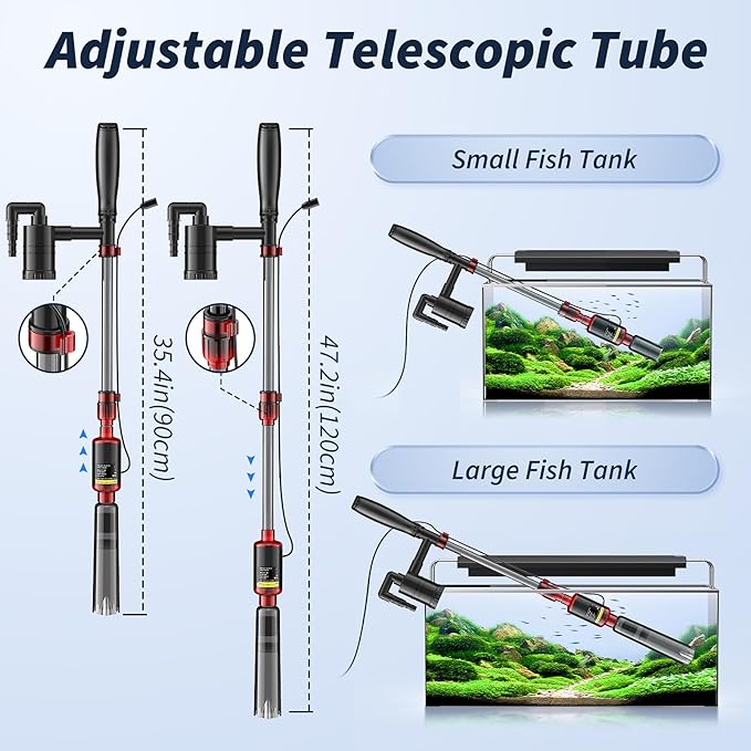 Fish Tank Cleaner - Aquarium Gravel Cleaner, 530GPH/32W Electric Fish Tank Cleaning Tools, Adjustable Water Flow Fish Tank Gravel Cleaner Vacuum, Aquarium Cleaner Kit for Water Changing, Water Shower