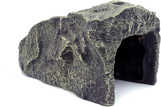 JIHAQUA Reptile Hide Medium Rock Snake Hide Cave Hideout Terrarium Habitat Decor Ornament Bearded Dragon Tank Accessories