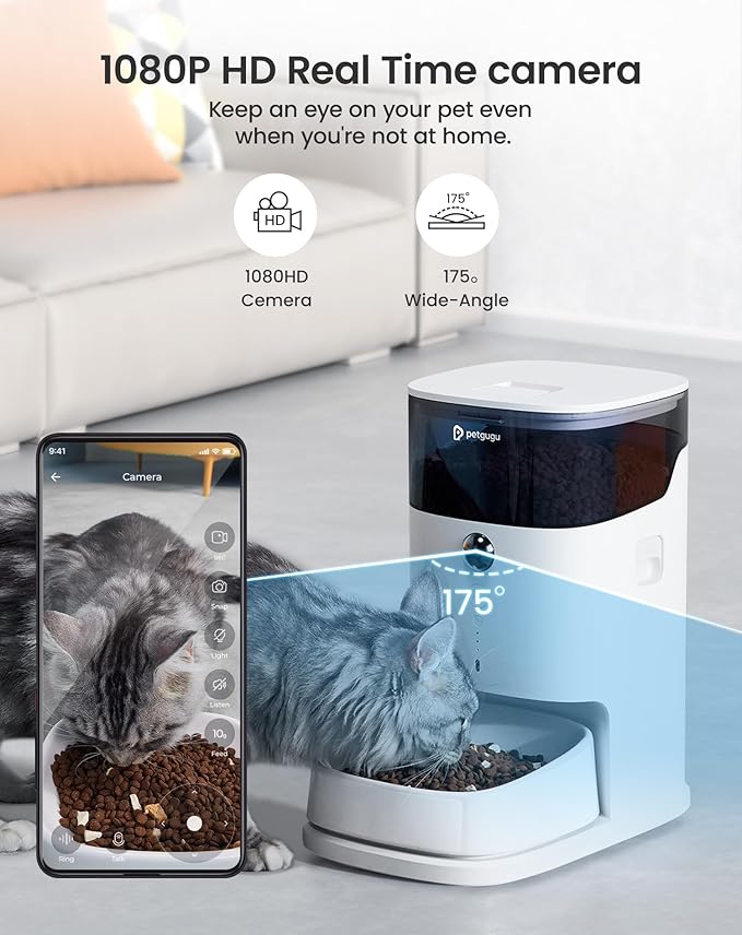 PF2 Smart Automatic Cat Feeder 3.5L WiFi Pet Feeder with Camera & Voice Call App Control Data Monitoring Timed Feeding Freshness Preservation Easy-to-Clean Ceramic Bowl – for Cats & Small Dogs