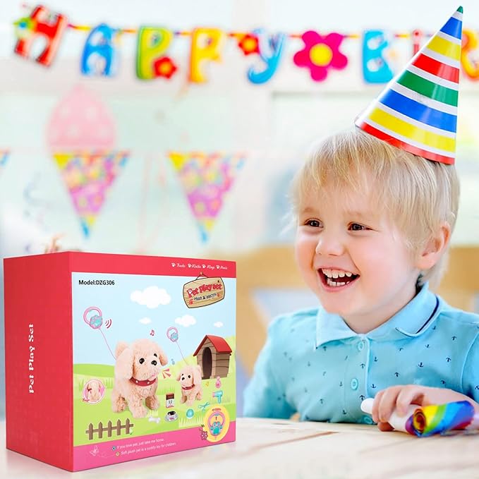 Koonie Talking Plush Golden Retriever Puppy - Repeats What You Say, Barks and Walks - Electronic Interactive Stuffed Dog for Kids