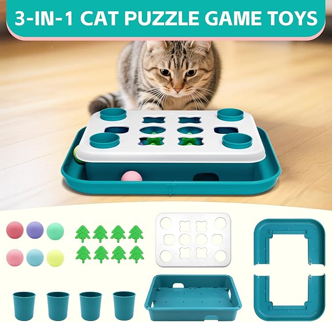 Cat Puzzle Toys for Indoor Cats Mind Game Ball Track Kitten Food Puzzles Toy Sensory Activity Cat Enrichment Toys Treat Feeder Entertainment Mental Stimulation Kitty Gift