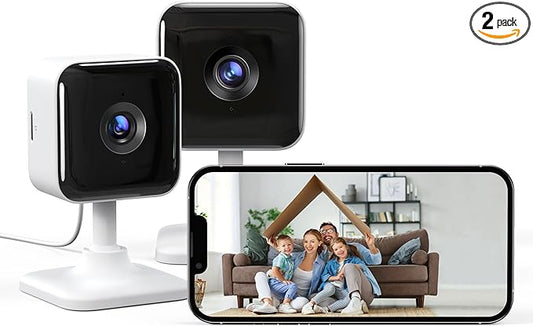 GNCC Indoor Security Camera, 2 Packs 1080PCameras for Home Security Wi-Fi Cameras, Motion/Sound Detection, Night Vision, 2-Way Audio, Real-Time Alert, Cloud & SD Card Storage, 2.4G WiFi Only