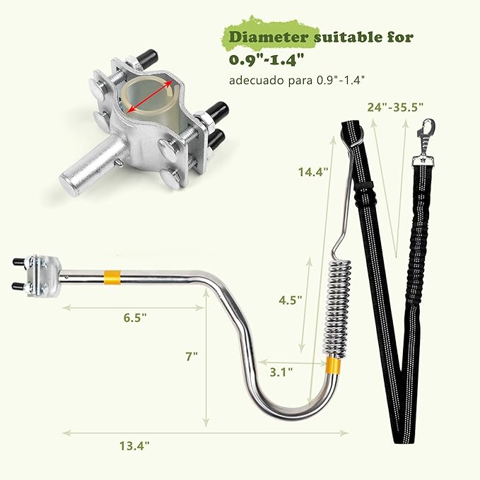 Heavy Duty Dog Bike Leash Attachment Hands Free Dog Bicycle Leash for Riding Exercising Cycling