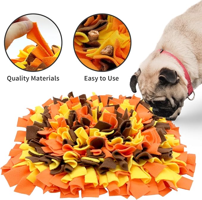 Pet Snuffle Mat for Dogs, Dog Feeding Mat, Nosework Training Mats for Foraging Instinct Interactive Puzzle Toys (Orange&Yellow&Brown)