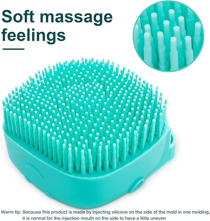 Dog Bath Brush, Pet Massage Brush Shampoo Dispenser, Soft Silicone Brush Rubber Bristle for Dogs and Cats Shower Grooming