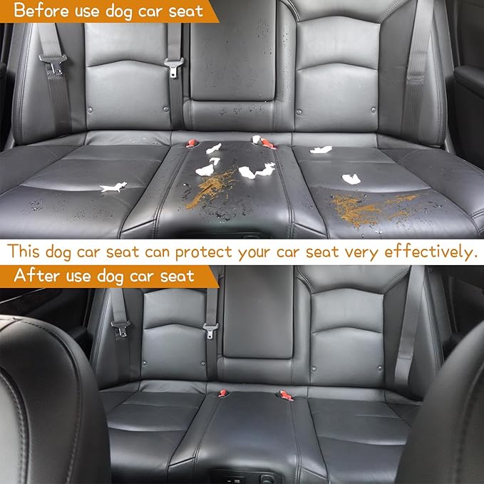 Large Dog Car Seat for SUVs & Trucks, High Back Booster Bench with Safety Tether & Storage Pocket, Washable Thick Cushion Bed for Medium Large Dogs up to 100 lbs