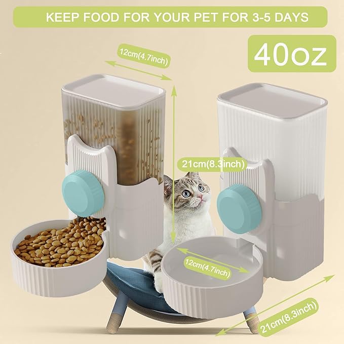 Rabbit Feeder for Cage,Hanging Automatic Cat Feeder and Water Dispenser,Ferret Cage Accessories,Food Water Bowl for Cats Rabbit Guinea Pig Cages(Cage Grid Spacing Over 1.2'')