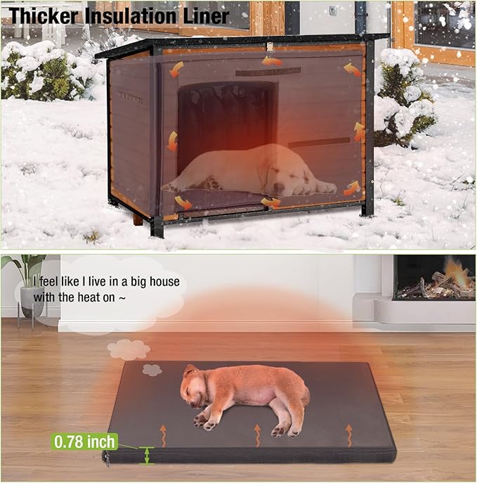 GUTINNEEN Dog House Insulated Outdoor Dog Kennel with Liner for Winter