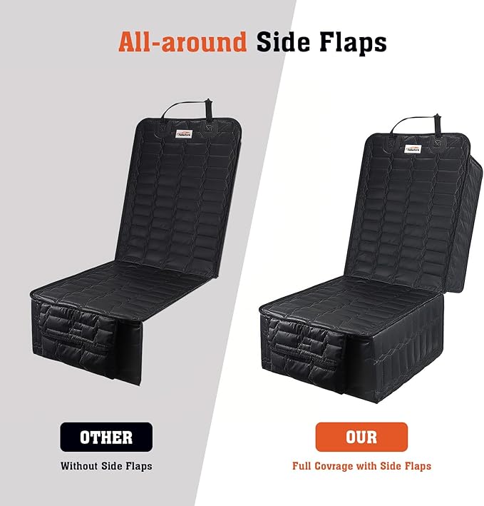 Front Seat Covers for Dogs, Waterproof Leather Dog Car Seat Cover, Full Coverage Nonslip Scratchproof Pet Car Seat Protector, Fits Cars, Small Trucks, SUVs Bucket Seat Cover