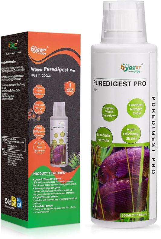 hygger Aquarium Water Bio-Clarifier, Reducing Fish Waste and Cleaning Organic Sludge, Natural Fish Tank Aquarium Leave-in Waste Management Solution for Freshwater and Saltwater Tanks, 300 ML