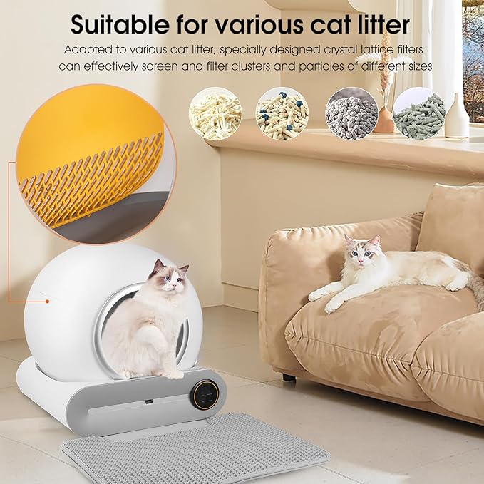 Self-Cleaning Cat Litter Box,Large Capacity Automatic Cat Litter Box, App-Controlled Automatic Cleaning Litter Box with Strong Deodorizer, 65L+ 9L of Space (2023 Latest Model)