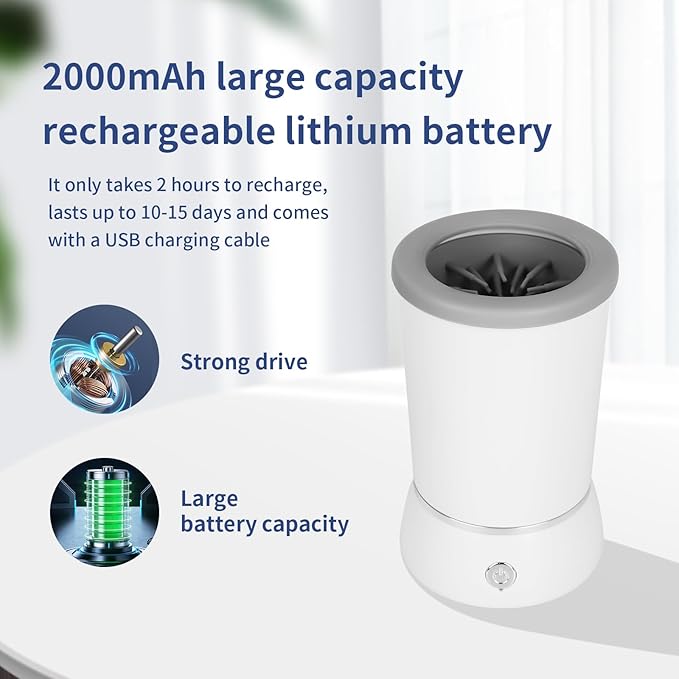 Dog Paw Cleaner，Automatic paw cleaner For dogs, Type-c Charging, Designed For Small To Medium Sized Dogs ，Easy To Carry，Keeps Homes Clean(white)