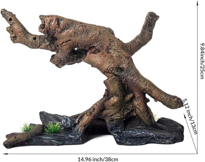 Fish Tank Decorations Aquarium Décor Resin Artificial Tree Trunk Root (D)