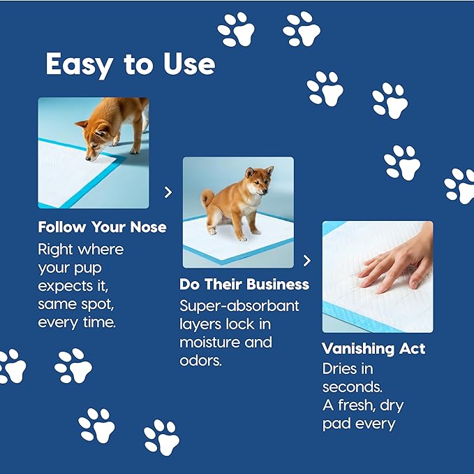 IRIS USA Dog Pee Pads – Puppy Essentials, Dog Pads, Quick Dry, Leak Proof, Thick Absorbent 6-Layer Design for Potty Training, Regular Size 22" x 22", 100 Count