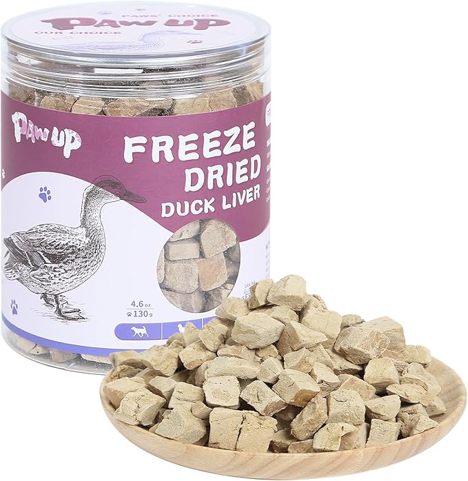 Freeze Dried Duck Liver Cat Treats, Dog Liver Treats, High Protein Snack for Dogs, Cats, Healthy Single Ingredient, Rawhide Free, Grain Free, 4.6 oz