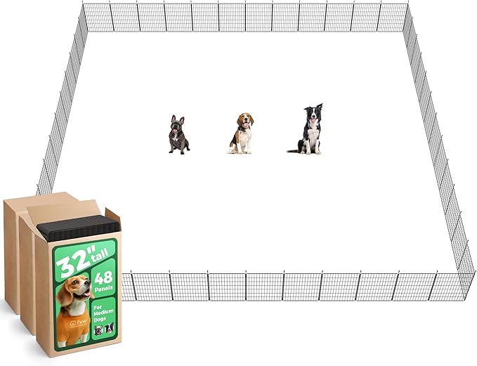 FXW MiniPaws Unleashed Dog Playpen for Yard & RV Camping, Expandable 32-inch 48 Panels for Small and Medium Dogs, Portable for Indoor and Outdoor Use