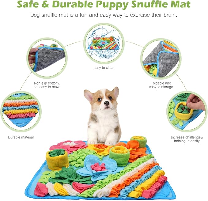 KeeKit Snuffle Mat for Dogs, Pet Snuffle Mat for Small and Medium Breed Dogs, Sniff Mat Slow Feeding Mat Encourages Natural Foraging Skills, Foraging Mat for Small Dogs Cats