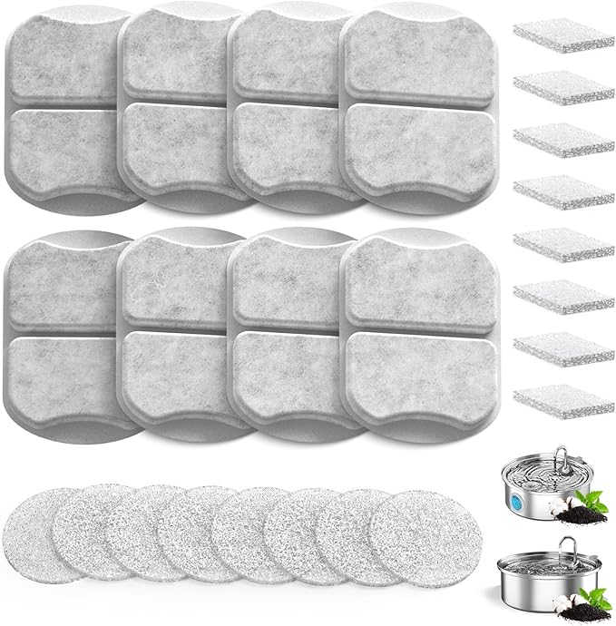 Large Dog Water Filter Replacement Compatible with 7L/230oz/1.8G Stainless Steel Pet Water Fountain Cat Pet Water Fountain Filters (8+8+8)