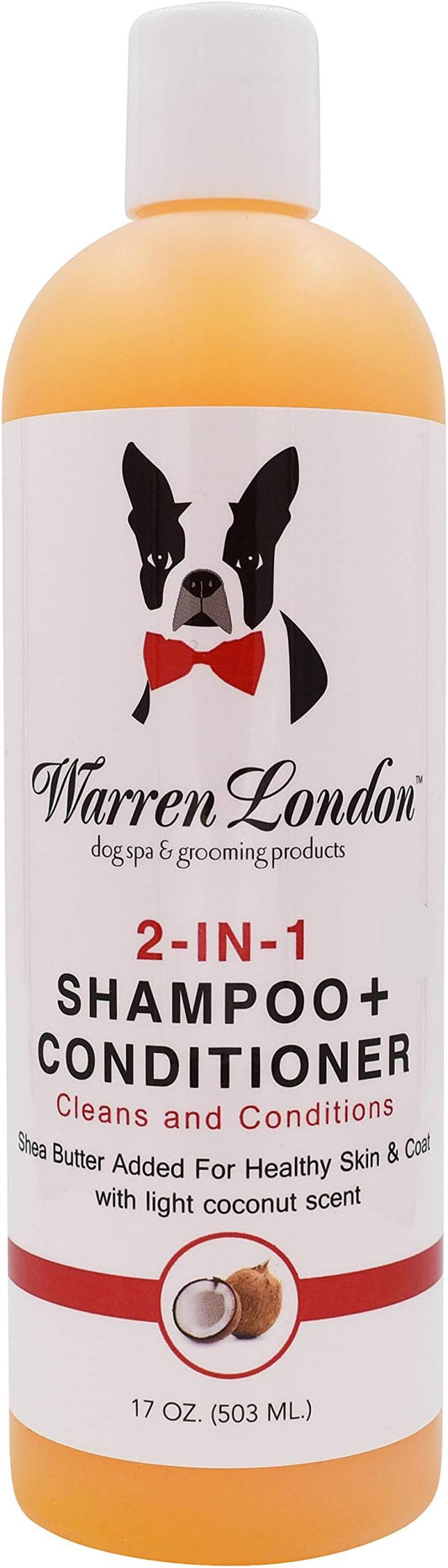 Warren London 2 in1 Pet Shampoo and Conditioner for Dogs, Puppys, & Cats | Best Dog Shampoo and Conditioner for Dry Itchy Skin | Dandruff Shampoo for Cats & Dogs | Made in USA | 17oz