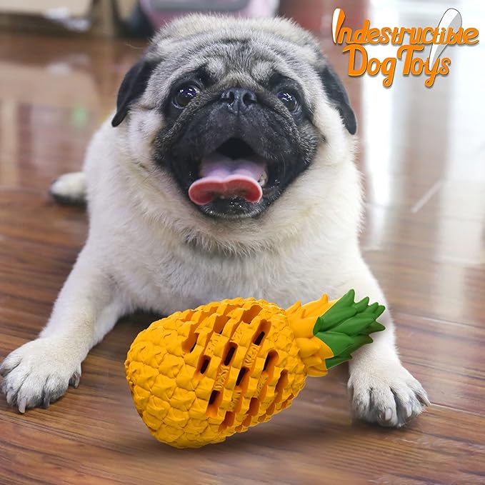 Dog Toy for Aggressive Chewers Large Breeds, Indestructible Dog Teeth Clean, Pineapple Tough Treat Dispensing Toys for Large Dogs (Giant)