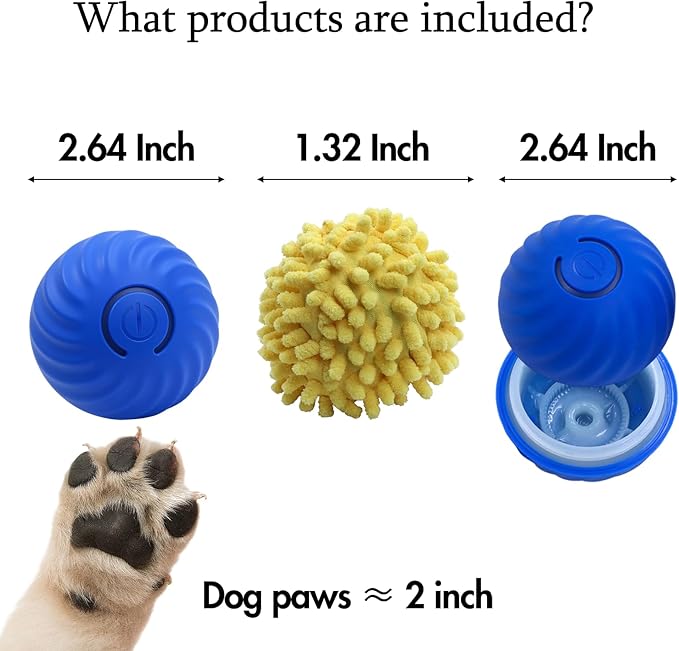 Interactive Dog Ball Toys - Smart Electric Dog Toys to Keep Them Busy with 2 Cover, Automatic Rolling and Jumping Pet Balls Ball for Dogs - Cats, Pet Interactive Toy Balls - Rechargeable, Blue