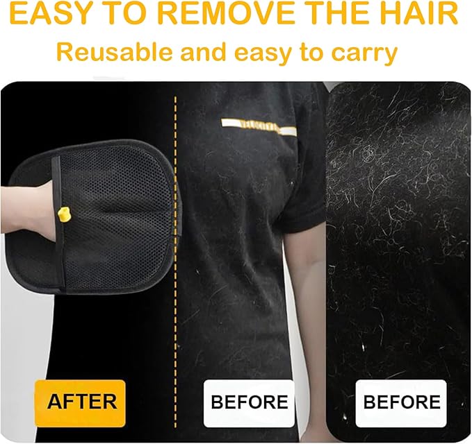 Pet Hair Remover Glove for Cats & Dogs, Electrostatic Pet Hair Removal Gloves, 2PC Upgrade Reusable Pet Hair Remover Glove, for Furniture, Carpet, Car Seat, Pet Grooming