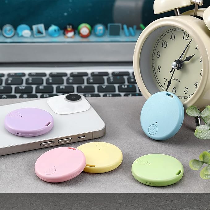 Konohan 5 Packs Portable GPS Tracking Mobile Tracking Anti Loss Smart Device Key Finder Locator GPS Finders Tracker Device for Pets Dog Cat Wallet Keychain Luggage, Alarm Reminder (Macaron Color)
