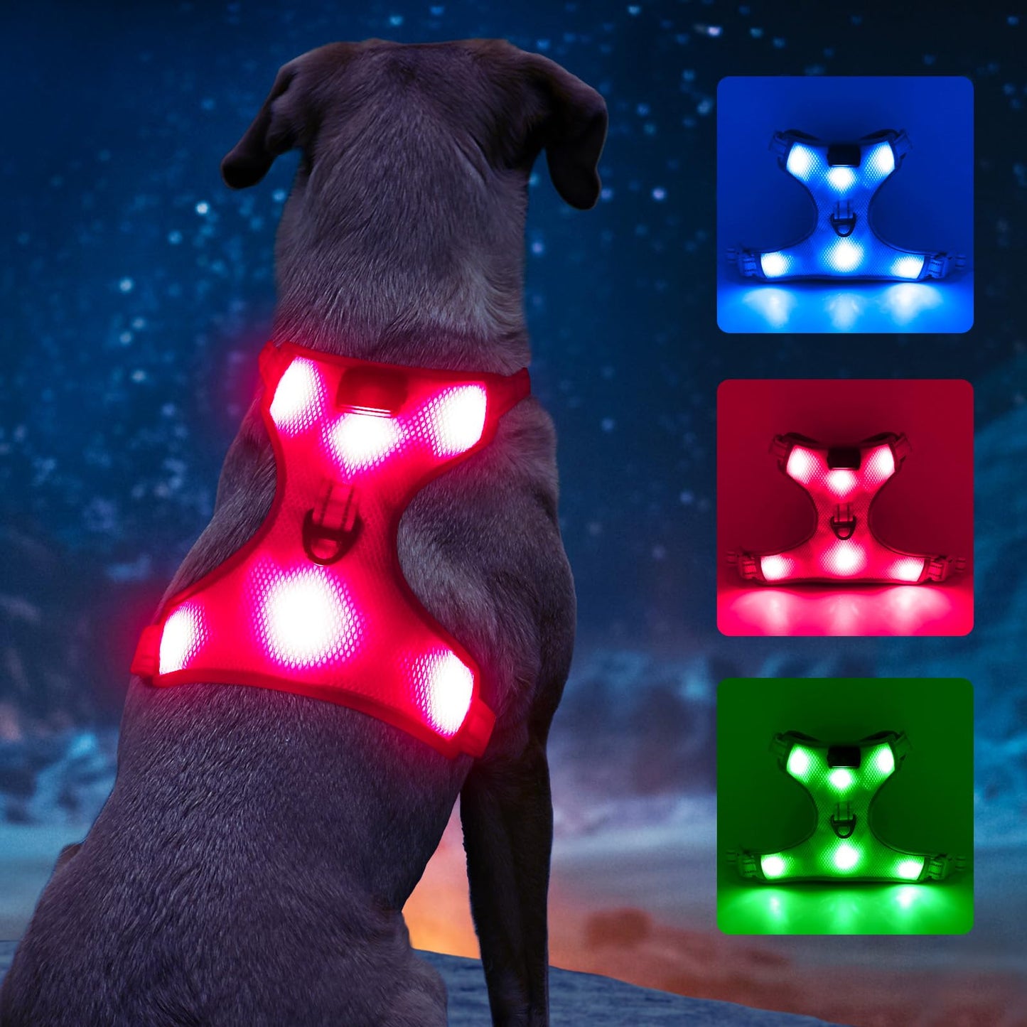 BSEEN Light Up Dog Harness - No Pull LED Dog Harness Rechargeable Glow in The Dark Lighted Pet Safety Vest for Small Medium Large Dogs, Flashing Dog Lights for Night Walking (Pink, Medium)