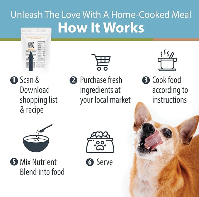 JustFoodForDogs DIY Nutrient Blend for Homemade Dog Food, Turkey & Whole Wheat Macaroni Recipe