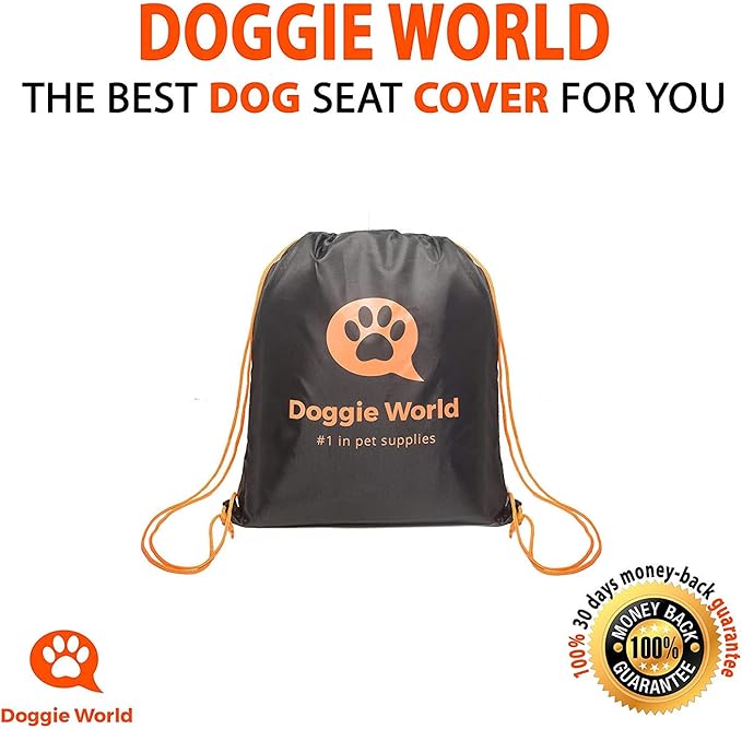Doggie World Dog Car Seat Cover for Back Seat for XL Cars, SUVs & Trucks - Durable Car Cover Protector for Dogs, Nonslip Backseat Dog Hammock, Waterproof Scratchproof Protection Against Dirt, Pet Fur