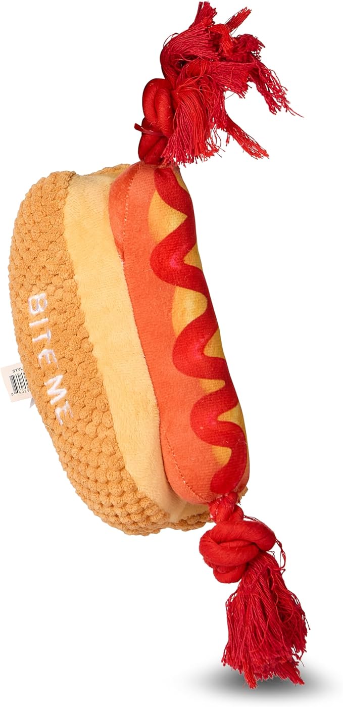 Kenneth Cole Plush Dog Toys - Pizza, Hot Dog & Coffee Cup - Stylish, Durable Squeaky Toys for Small & Medium Dogs
